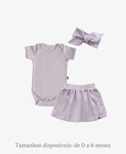 Conjunto Verão Bebê Menina Body e Saia | Liso Lilac