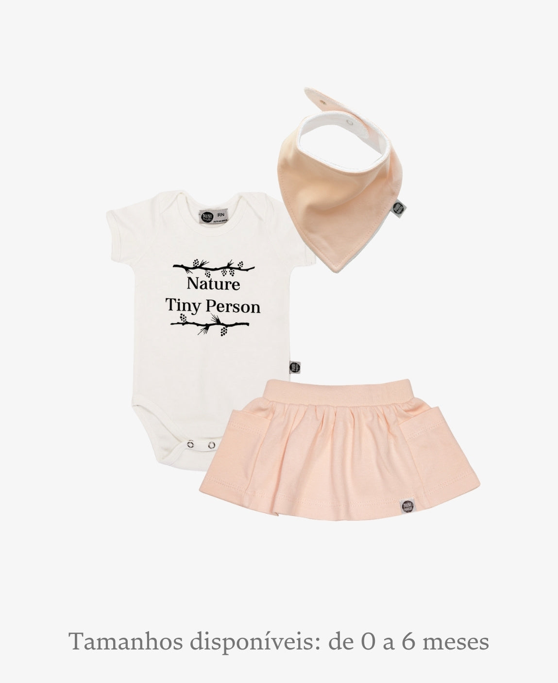 Conjunto Verão Bebê Menina Body e Saia | Nature Person e Peachy