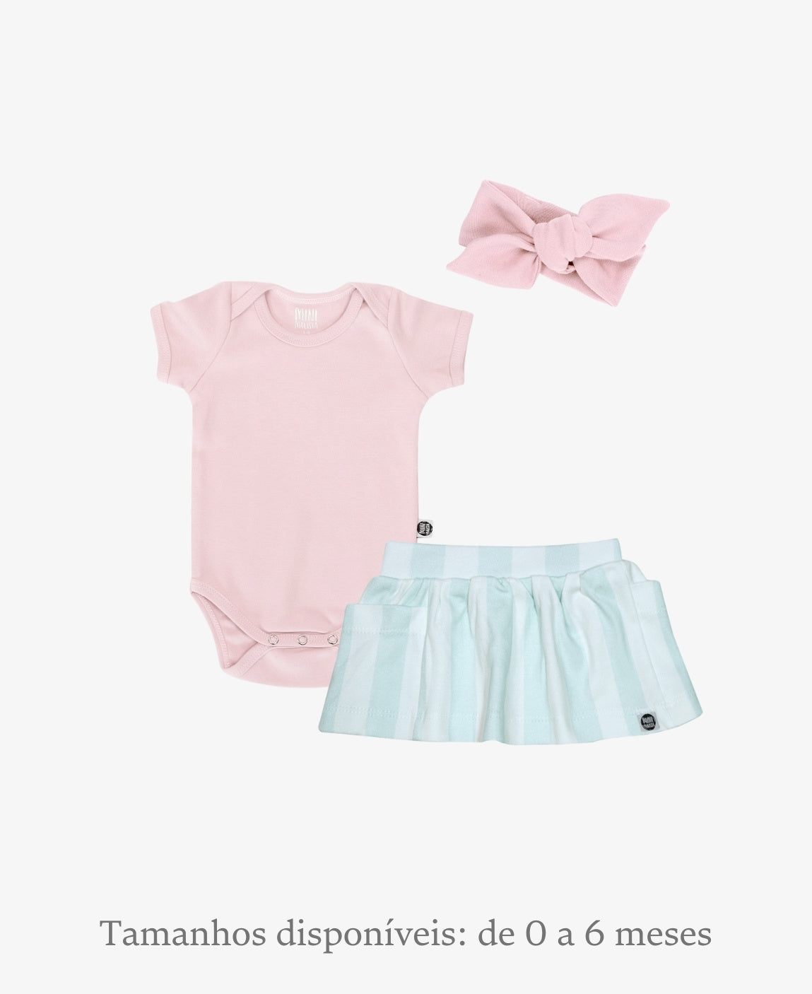 Conjunto Verão Bebê Menina Body e Saia | Rose Quartzo e Listras Fresh