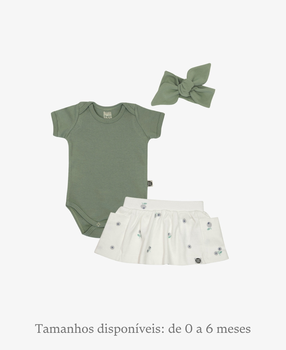 Conjunto Verão Bebê Menina Body e Saia | Sage e Blueberry