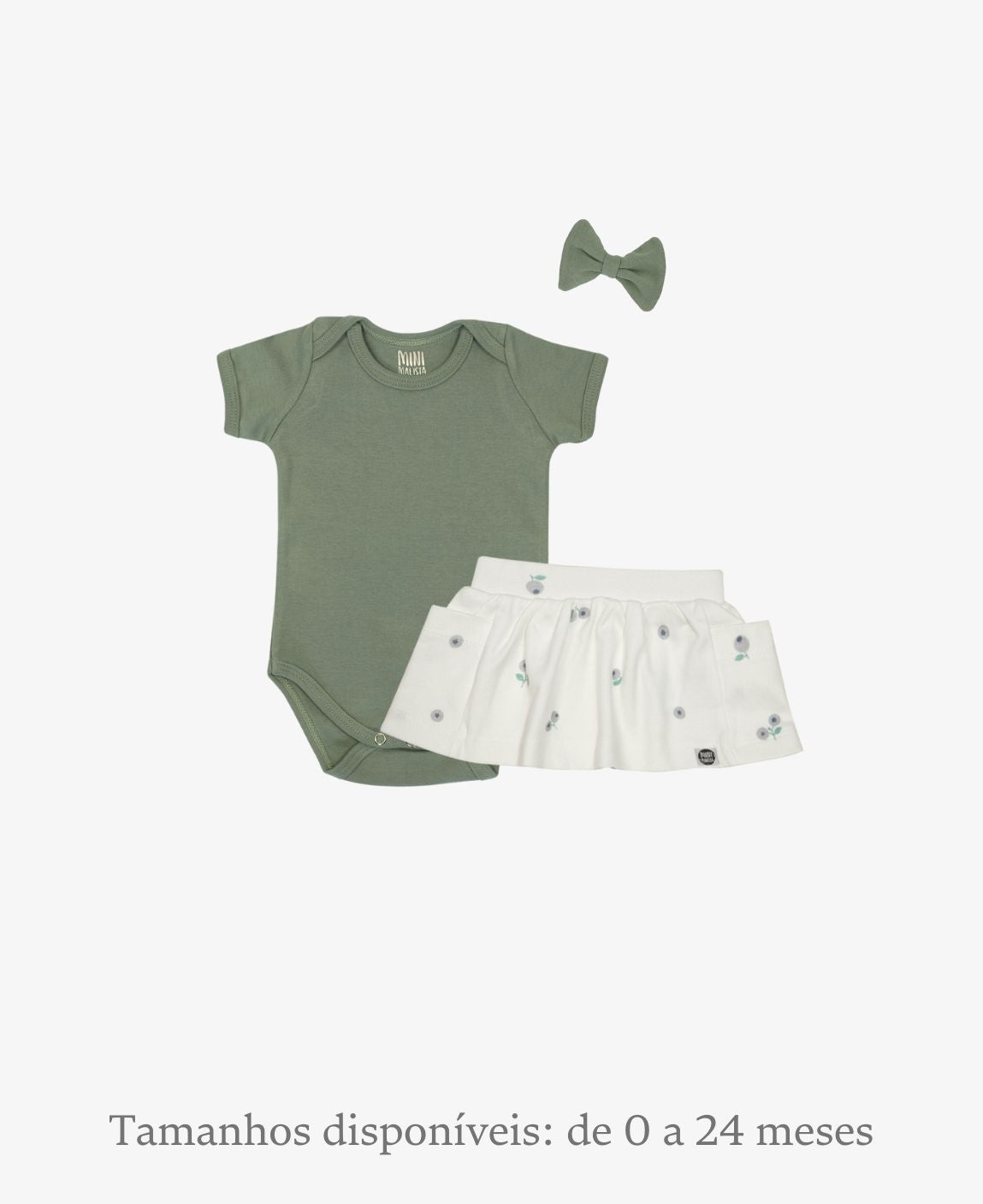 Conjunto Verão Bebê Menina Body e Saia | Sage e Blueberry