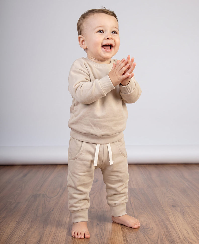 Look pronto: Moletom Básico + Calça Moletom Peluciado em Bege Claro