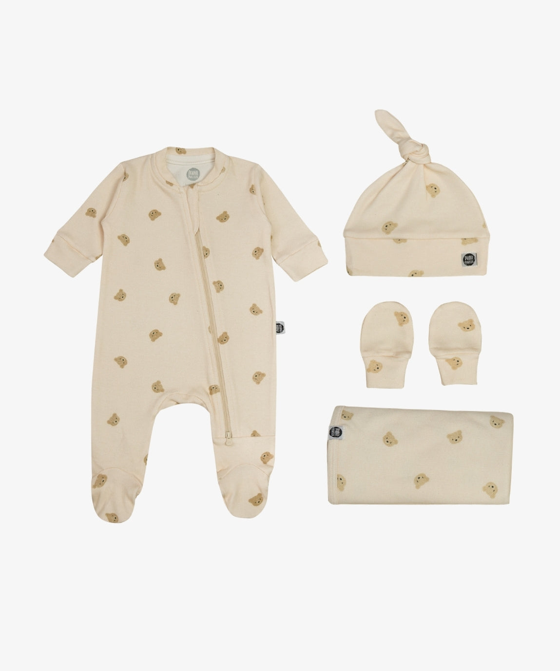 Kit Presente Saída de Maternidade 4 peças - Estampa Baby Bear - Com Caixa Presente - Coleção SS26 - MiniMalista Baby