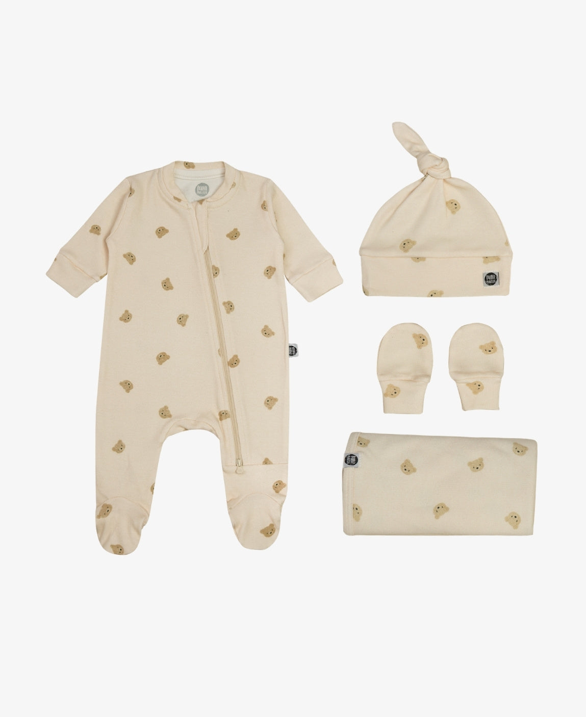 Kit Presente Saída de Maternidade 4 peças - Estampa Baby Bear - Com Caixa Presente - Coleção SS26 - MiniMalista Baby