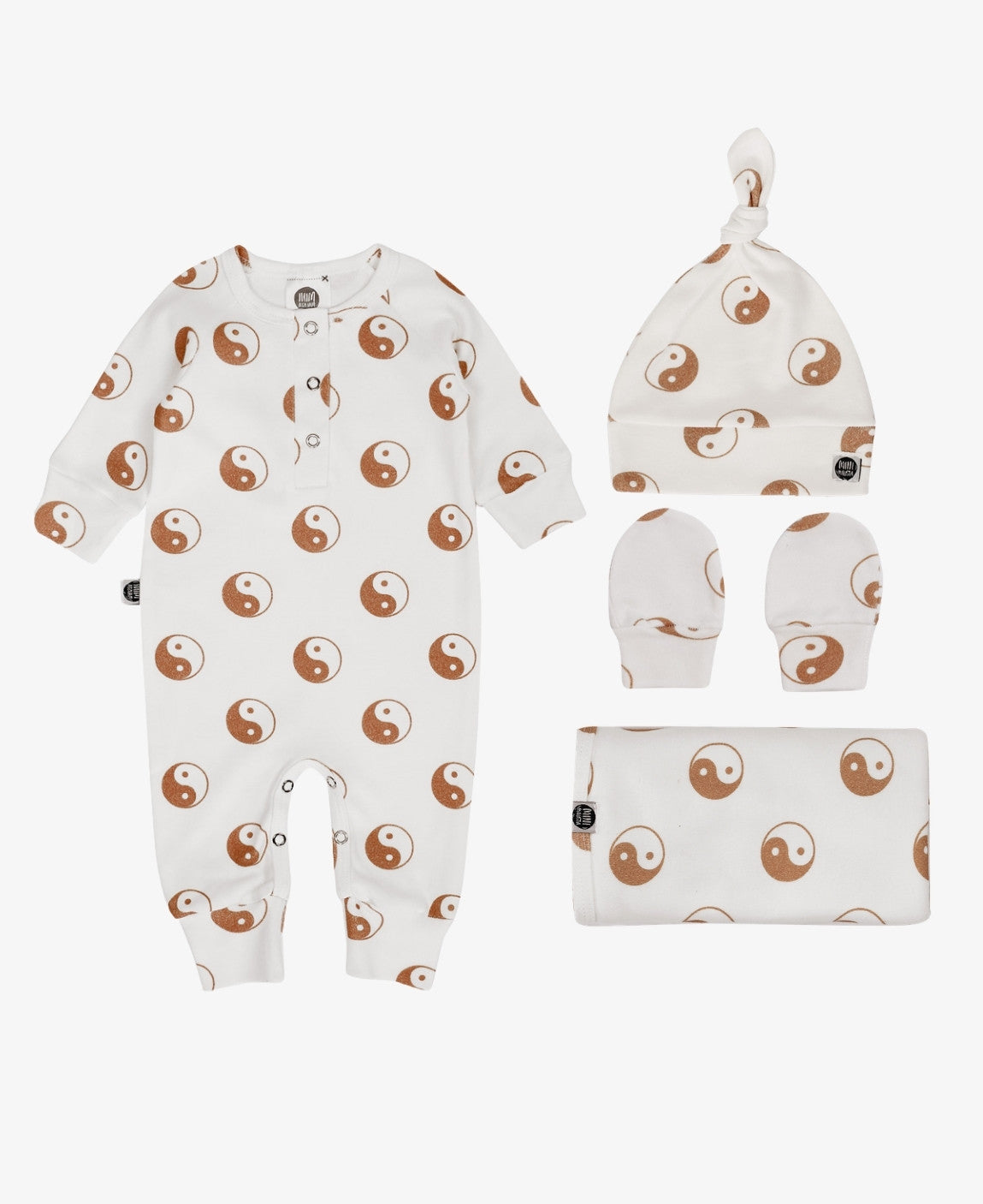Kit Presente Saída de Maternidade Bebê 4 peças | Yin Yang - Com Caixa Presente