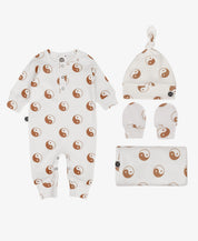 Kit Presente Saída de Maternidade Bebê 4 peças | Yin Yang - Com Caixa Presente