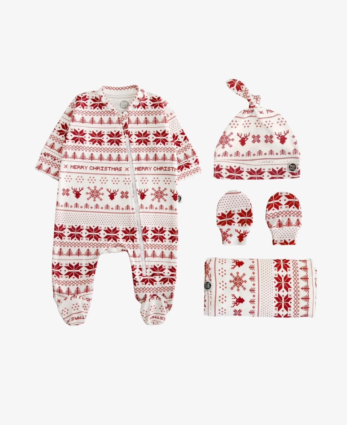 Kit Presente Saída de Maternidade Bebê 4 peças | Xmas Tricot - Com Caixa Presente