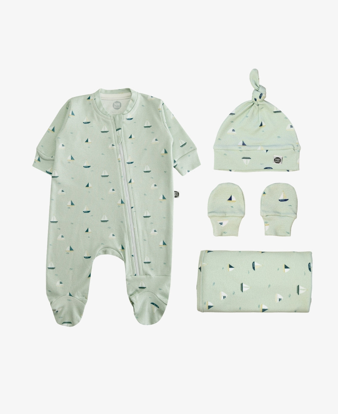 Kit Presente Saída de Maternidade Bebê 4 peças | Boats - Com Caixa Presente