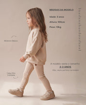 Conjunto Moletom e Calça Canelada Infantil Algodão | Liso Beige