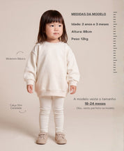 Conjunto Moletom e Calça Canelada Infantil Algodão | Liso Branco Off