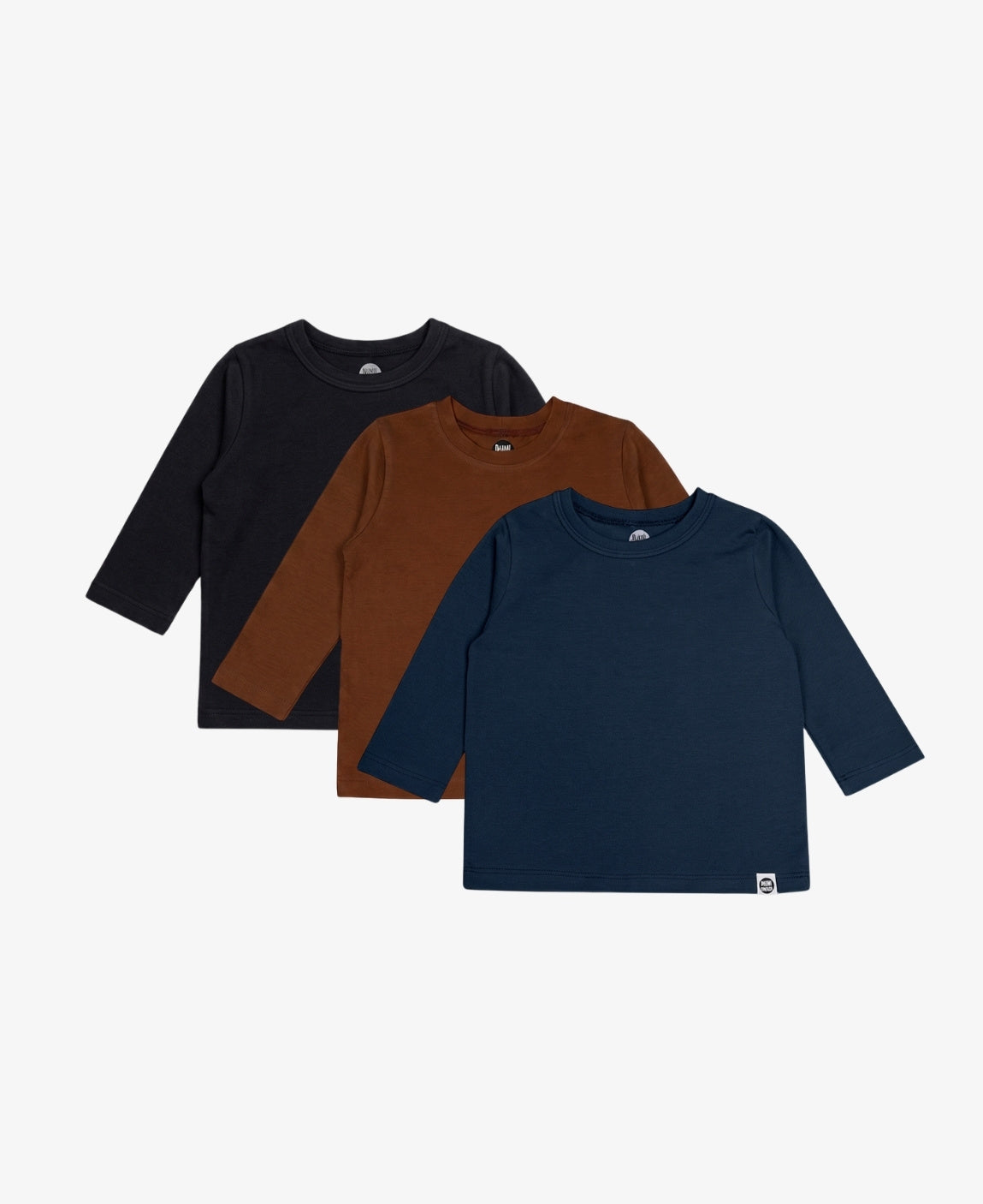 Kit 3 Camisetas Manga Longa Infantil MiniMalista - Preto, Ocean e Chocolate em Algodão Egípcio Safra Premium