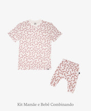 Kit Tal Mãe Tal Filho Camiseta Adulto + Calça Harém Bebê | Candy Cane