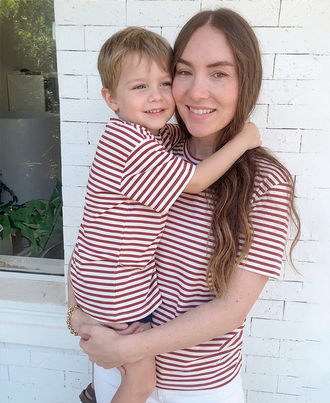 Kit Tal Mãe Tal Filho Camiseta Adulto + Camiseta Infantil | Listrinhas Vermelho