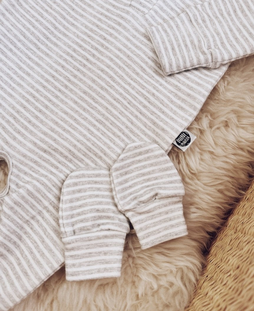 Kit Bebê Macacão Minimalista 3 peças | Listrinhas Cinza