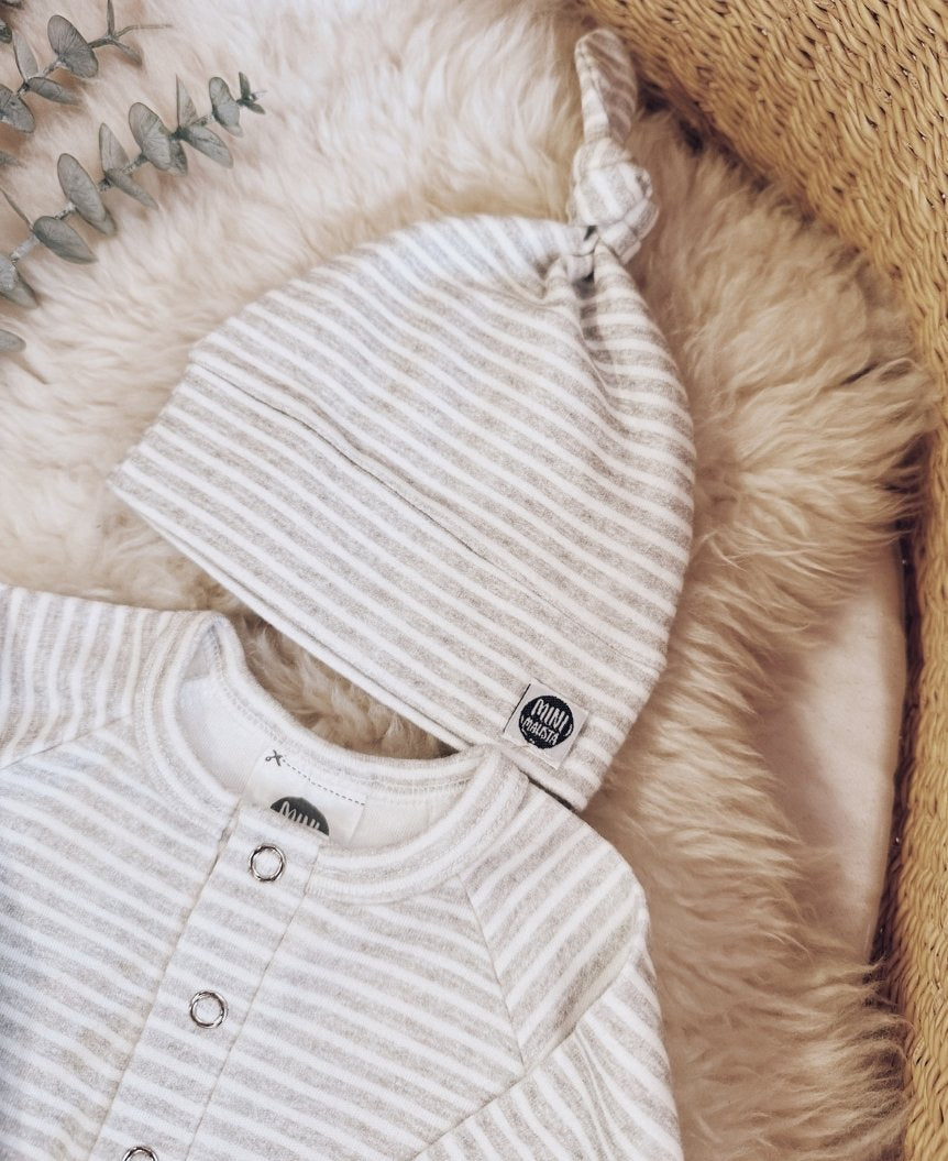 Kit Bebê Macacão Minimalista 3 peças | Listrinhas Cinza