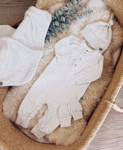 Kit Presente Saída de Maternidade Bebê 4 peças | Listrinhas Cinza