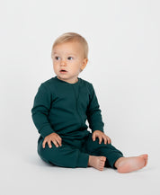 Macacão de Bebê Ziper com opção de Pezinho | Liso Deep Green