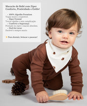Macacão de Bebê Ziper com opção de Pezinho | Liso Oak