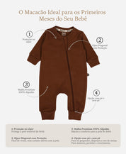 Macacão de Bebê Ziper com opção de Pezinho | Liso Oak
