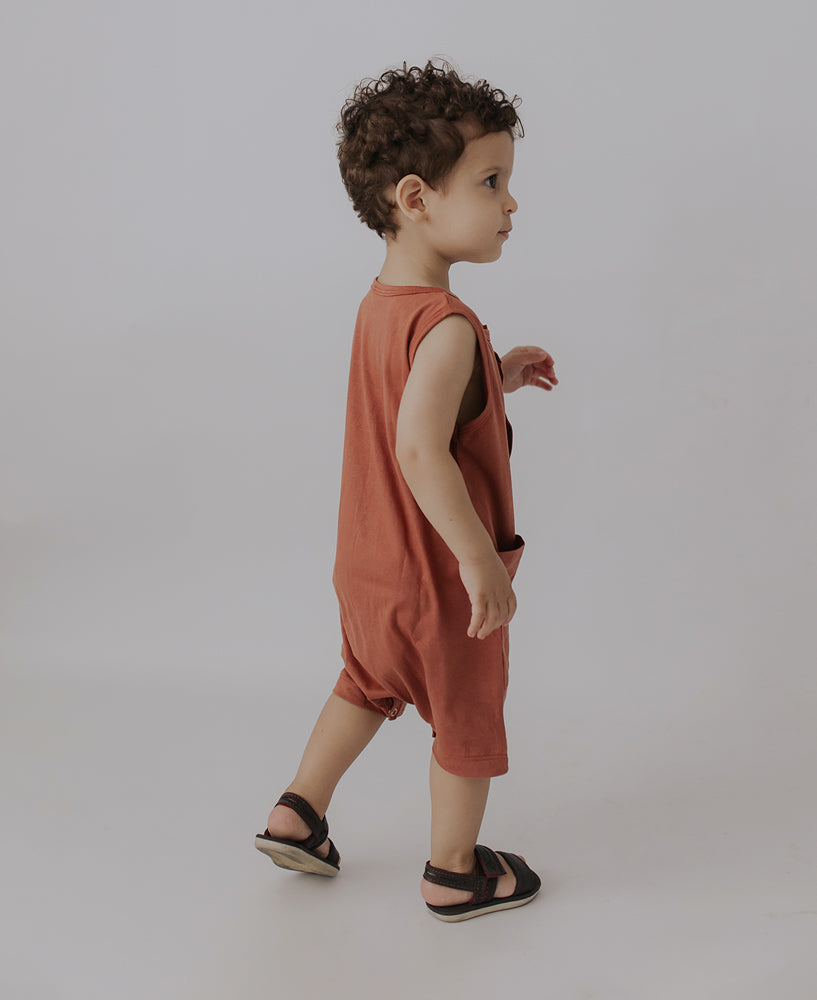 Macaquinho de Verão Botões Regata Unissex | Liso Chutney