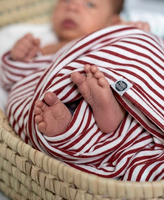 Manta de Malha de Algodão para Bebês | Listrinhas Vermelho