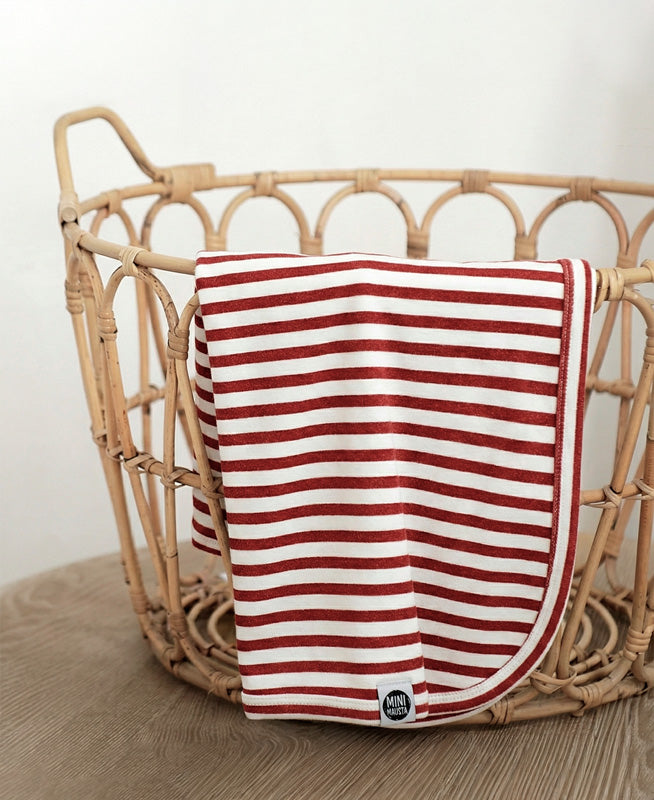 Manta de Malha de Algodão para Bebês | Listrinhas Vermelho