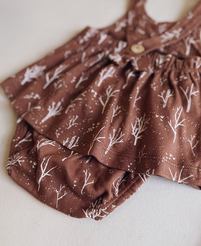 Conjunto Bebê Menina Pinafore + Tapa-Fraldas 2 Peças | Twig