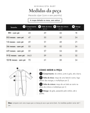 Medidas da peça - Macacão zíper