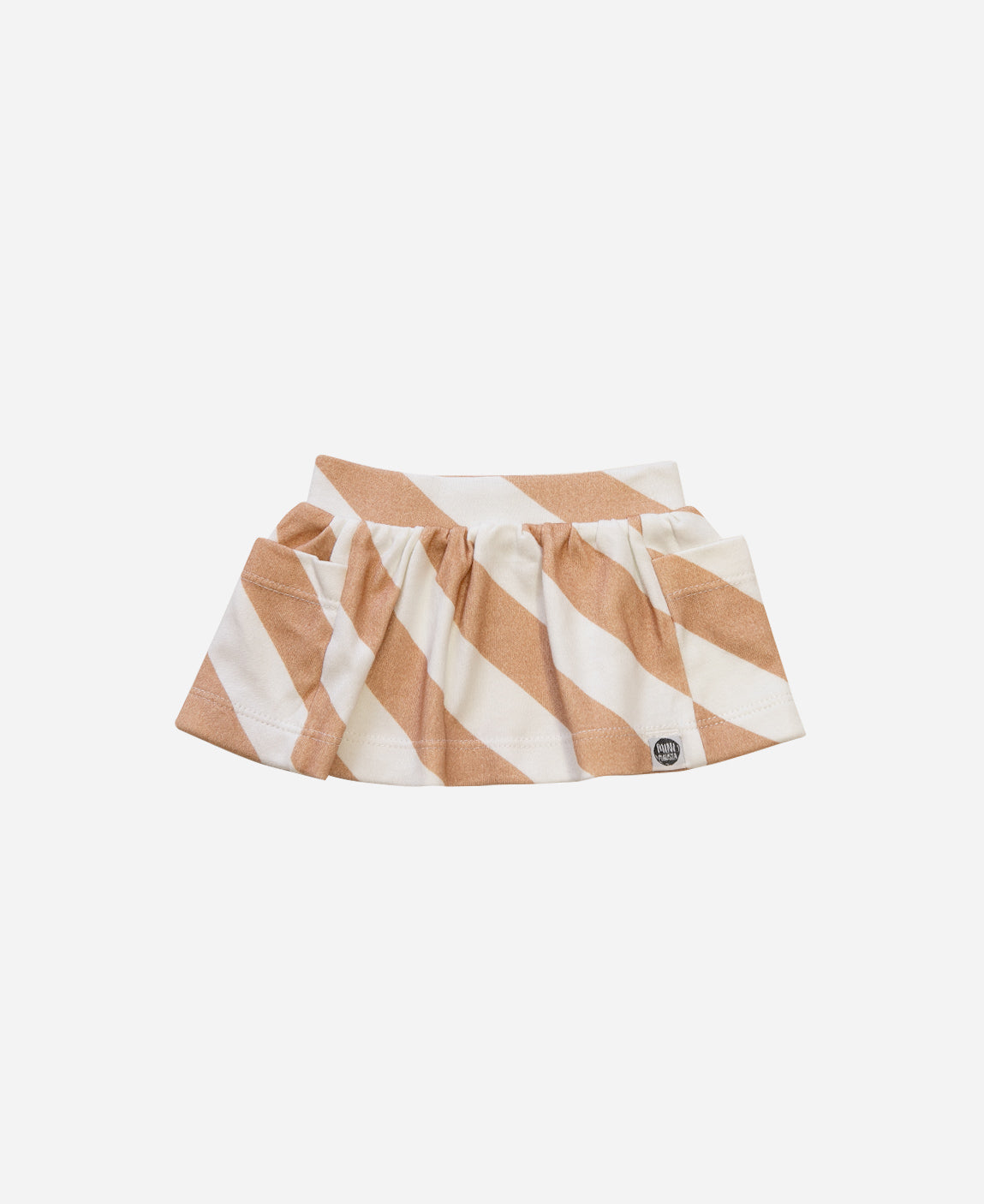Saia Bolso Infantil | Listras Diagonais Bege