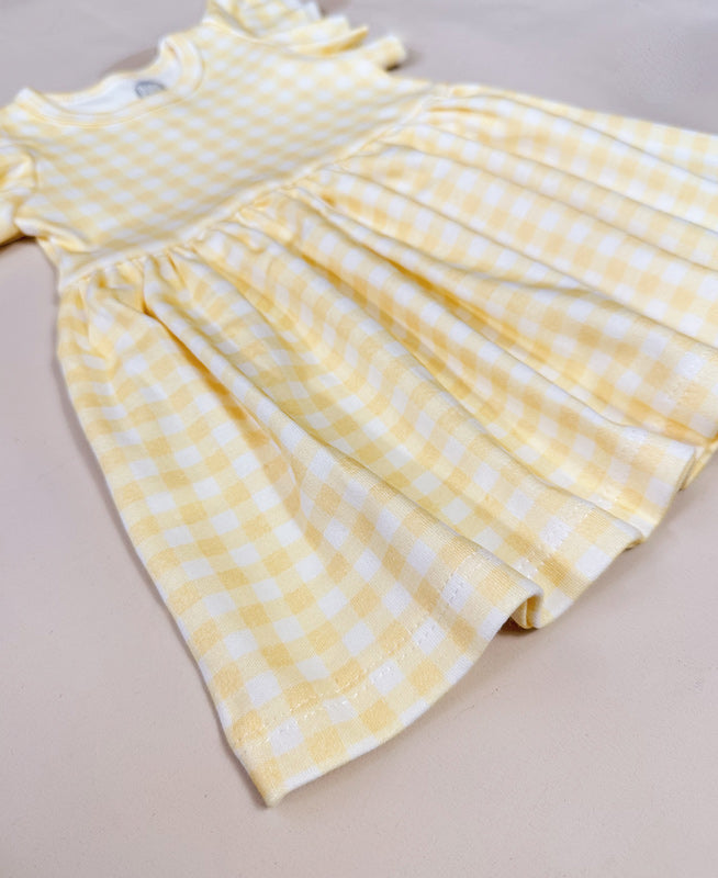 Vestido Manga Sino Infantil | Vichy Amarelo