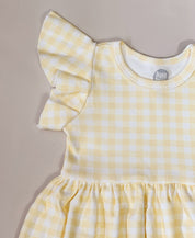 Vestido Manga Sino Infantil | Vichy Amarelo
