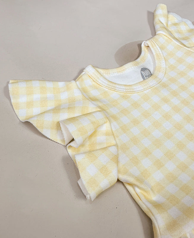 Vestido Manga Sino Infantil | Vichy Amarelo