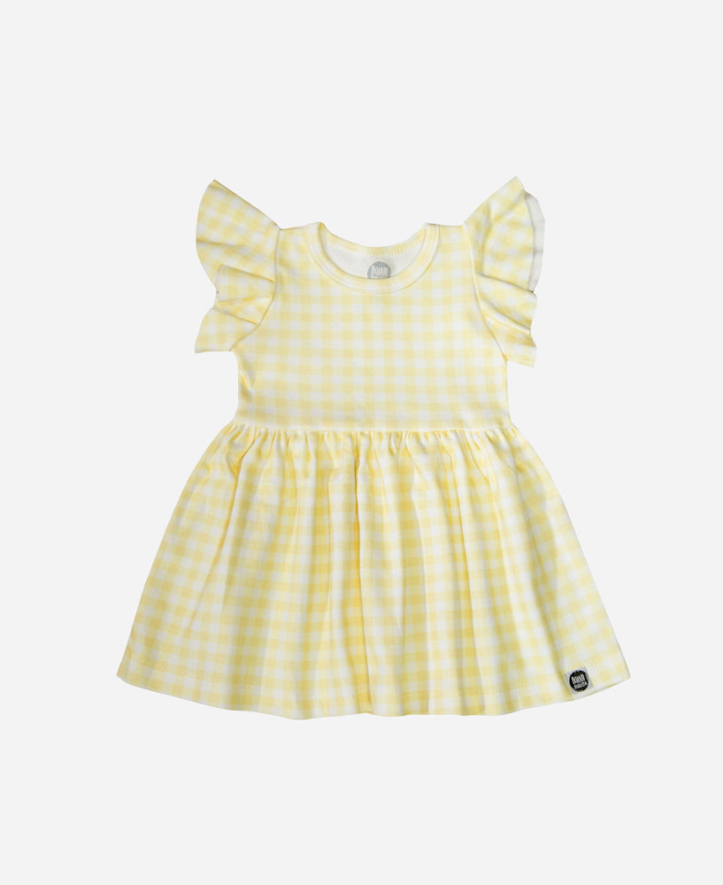 Vestido Manga Sino Infantil | Vichy Amarelo