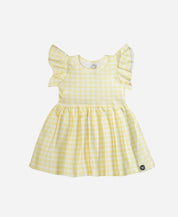 Vestido Manga Sino Infantil | Vichy Amarelo