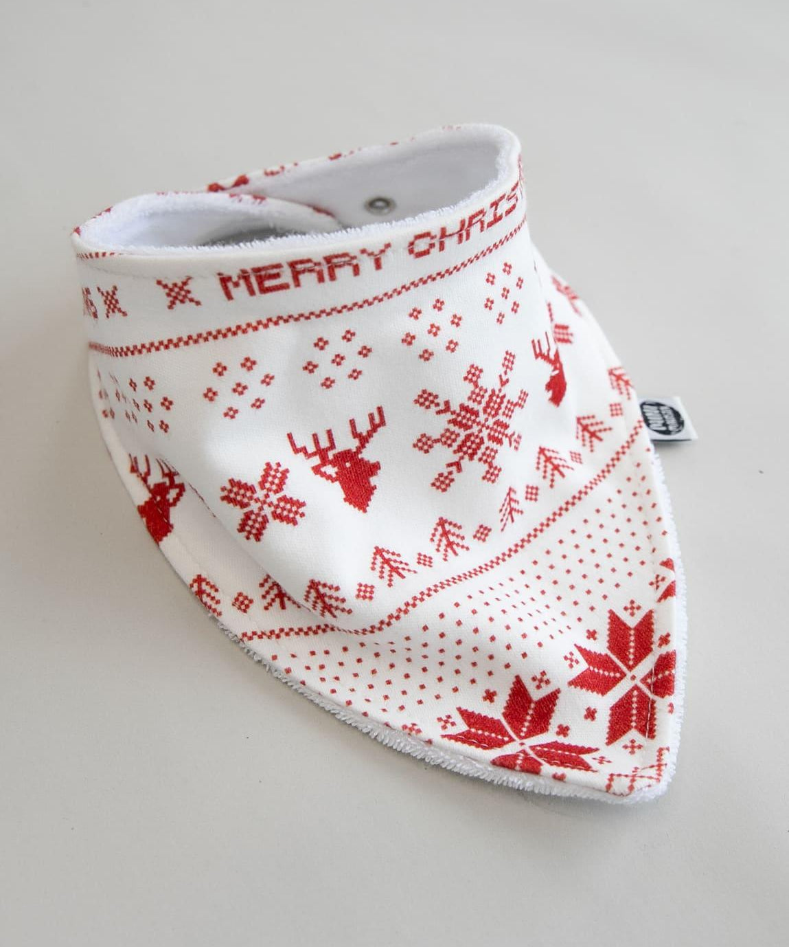 Babador Bandana Unissex | Xmas Tricot - MiniMalista Baby - 0, b2b, Baby, Christmas, com-desconto-mm10, Meia Estação, Menina, natal, Neutro, Unissex, Xmas -bebê-minimalista-estiloso