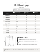 Tabela de medidas da peça | Biker shorts