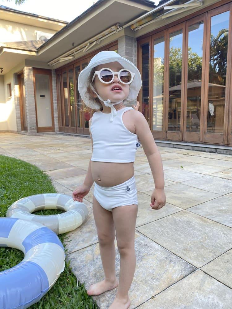Biquini Dupla Face Infantil Estampado UV50+ MiniMalista Liso Branco Off - MiniMalista Baby - b2b, Calor, com-desconto-mm10, Verão -bebê-minimalista-estiloso