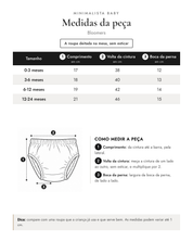 Tabela de medidas da peça | Bloomers
