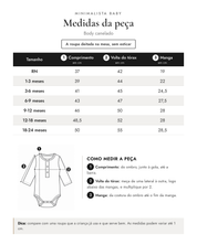 Tabela de medidas da peça | Body canelado