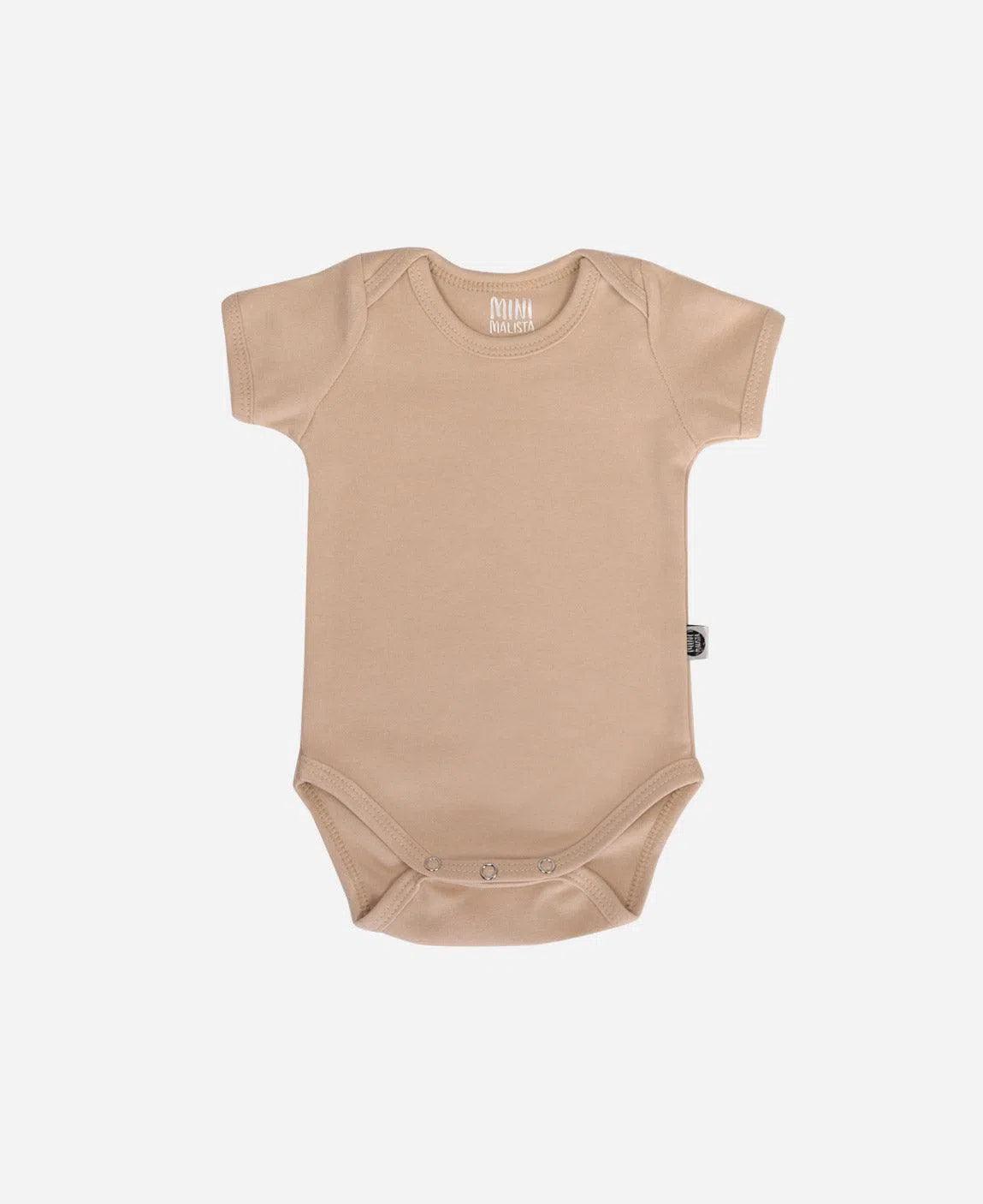 Body de Bebê Manga Curta Unissex MiniMalista | Liso Beige - MiniMalista Baby - 0.2, b2b, Baby, black-friday, com-desconto-mm10, Meia Estação, Menina, Neutro, tab-tam-body-curto, Unissex -bebê-minimalista-estiloso