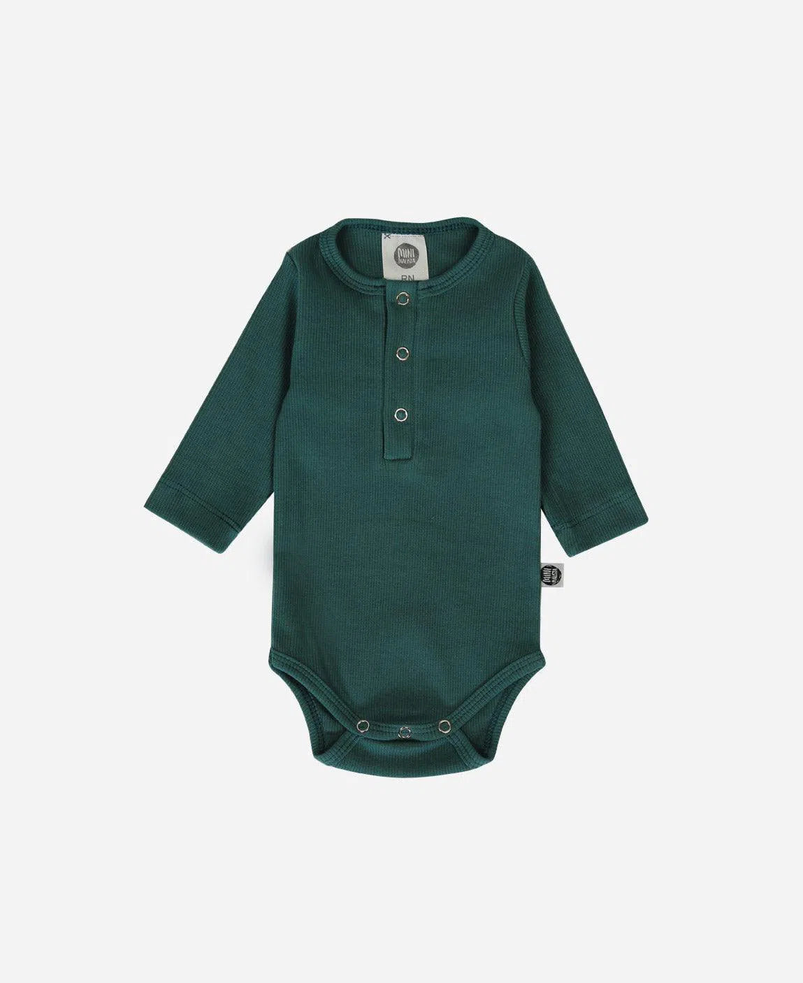 Body de Bebê Manga Longa Unissex Canelado Botões Liso Deep Green - MiniMalista Baby - b2b, Baby, Christmas, com-desconto-mm10, Frio, Menino, natal, Xmas -bebê-minimalista-estiloso