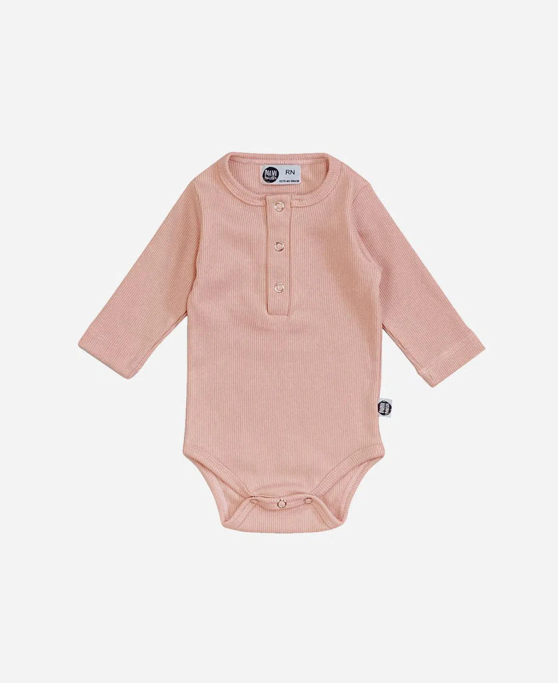 Body de Bebê Manga Longa Unissex Canelado Botões Liso MiniMalista Mystic Rose - MiniMalista Baby - b2b, Baby, com-desconto-mm10, Frio, Menina, Winter Sale 30%, Winter Sale 40% -bebê-minimalista-estiloso