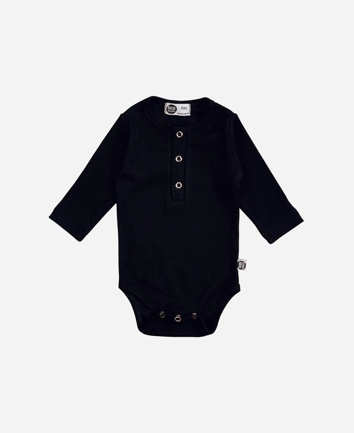 Body de Bebê Manga Longa Unissex Canelado Botões Liso MiniMalista Preto - MiniMalista Baby - 0.2, 0.3, b2b, Baby, Best, black-friday, com-desconto-mm10, Frio, Menino, Neutro, tab-tam-body-botão-frontal, tab-tam-body-canelado, Unissex, Winter Sale 20% -bebê-minimalista-estiloso