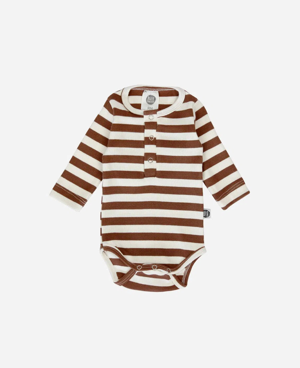 Body de Bebê Manga Longa Unissex Canelado Botões Listras Caramelo e Off - MiniMalista Baby - 0.3, b2b, Baby, black-friday, com-desconto-mm10, Frio, Menino, Neutro, tab-tam-body-botão-frontal, tab-tam-body-canelado, Unissex, Winter Sale 30% -bebê-minimalista-estiloso