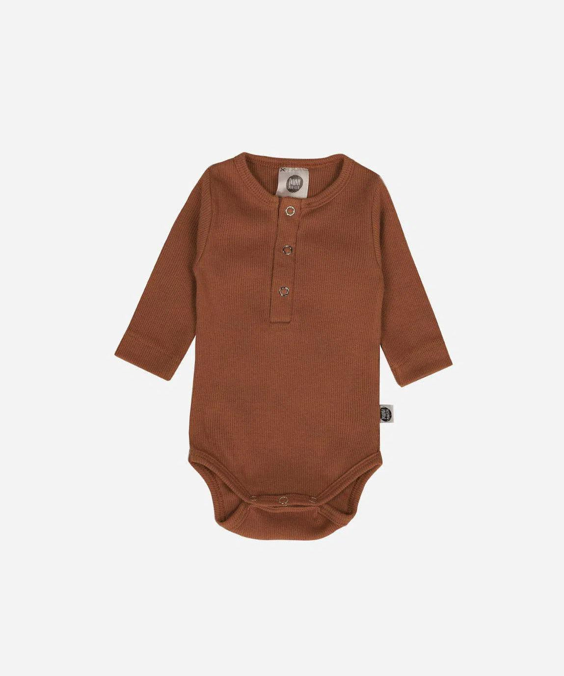 Body de Bebê Manga Longa Unissex Canelado Botões | Liso Ginger - MiniMalista Baby - 0.3, 0.35, b2b, Baby, black-friday, com-desconto-mm10, Frio, Menina, Menino, Neutro, tab-tam-body-botão-frontal, tab-tam-body-canelado, Unissex, Winter Sale 30% -bebê-minimalista-estiloso
