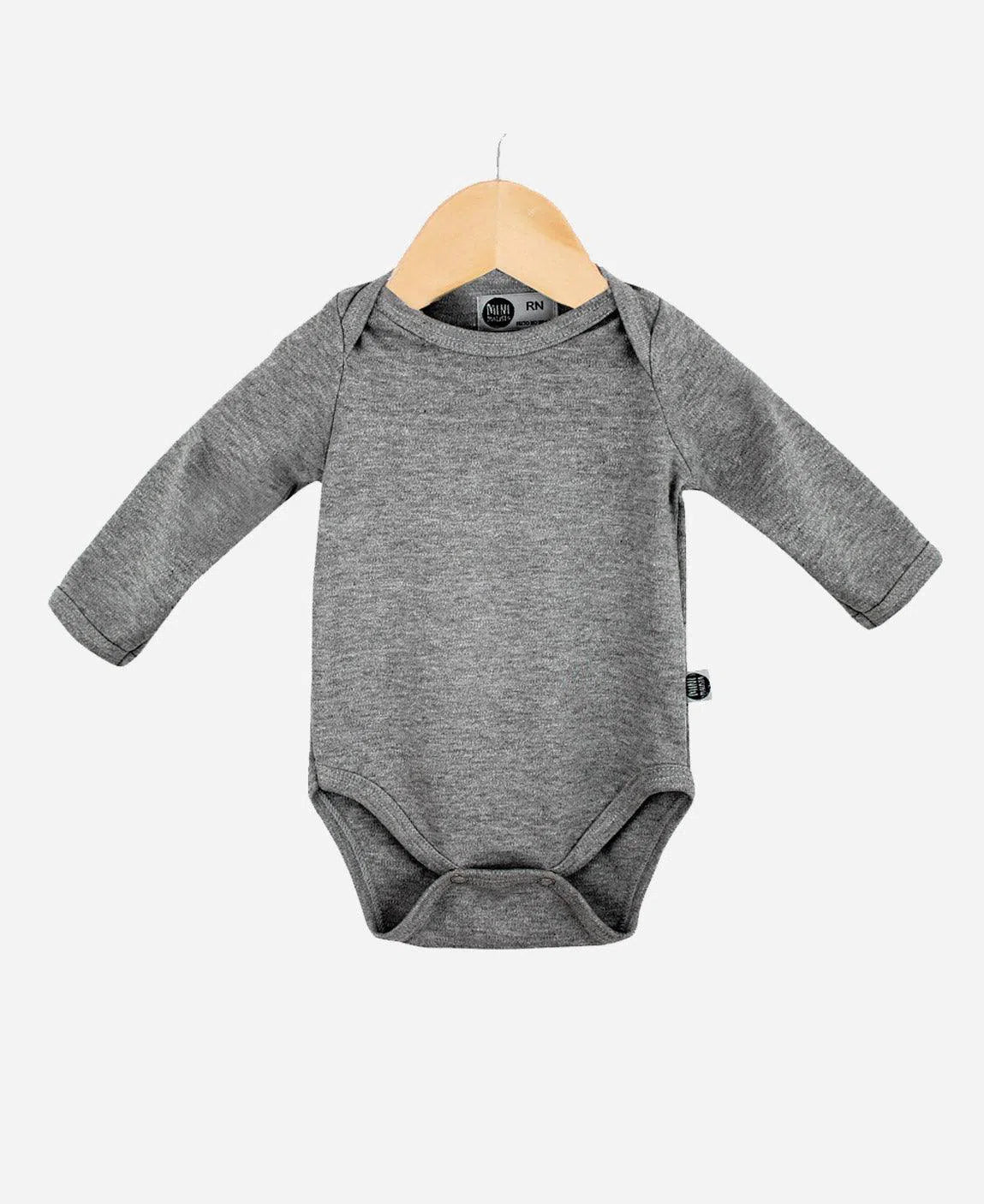 Body de Bebê Manga Longa Unissex MiniMalista Liso Chumbo - MiniMalista Baby - b2b, Baby, com-desconto-mm10, Frio, Menino, tab-tam-body-manga-longa, Winter Sale 20% -bebê-minimalista-estiloso