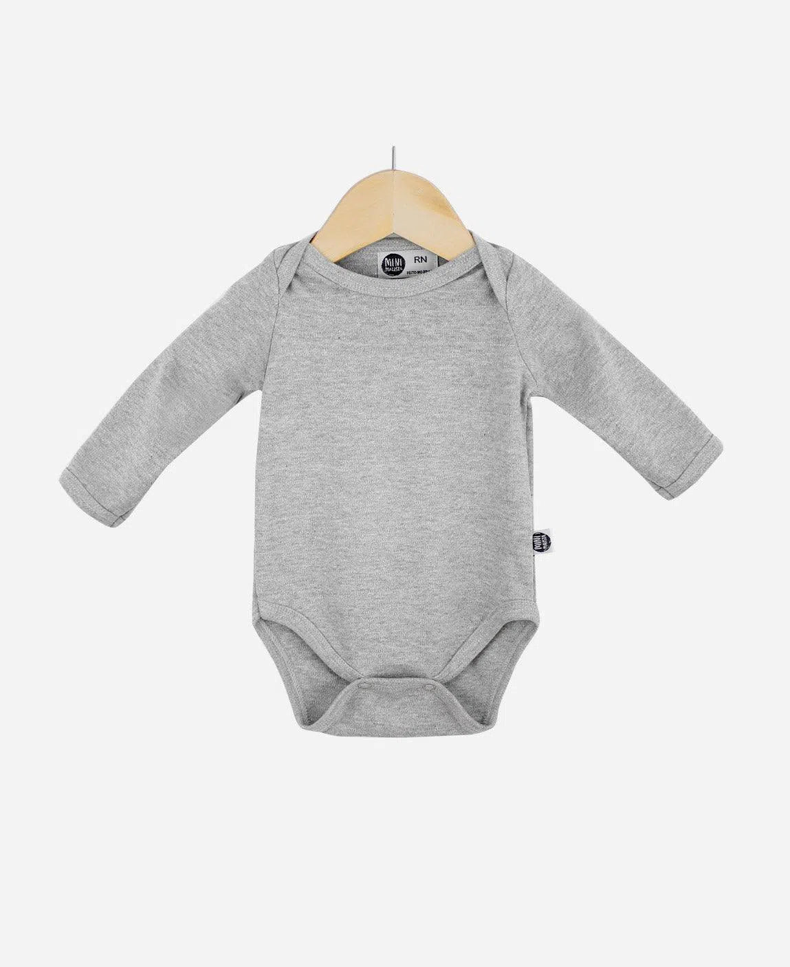 Body de Bebê Manga Longa Unissex MiniMalista Liso Cinza Mescla - MiniMalista Baby - b2b, Baby, com-desconto-mm10, Frio, Menino, tab-tam-body-manga-longa, Winter Sale 30% -bebê-minimalista-estiloso