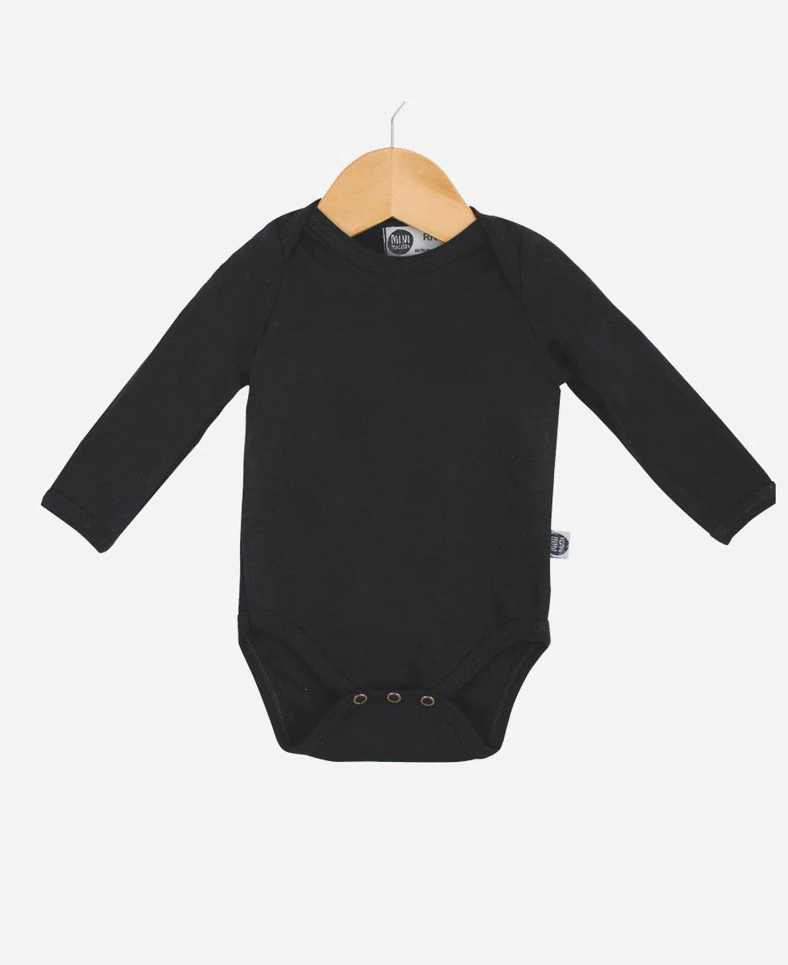 Body de Bebê Manga Longa Unissex MiniMalista Liso Preto - MiniMalista Baby - b2b, Baby, com-desconto-mm10, Frio, Menino, Neutro, tab-tam-body-manga-longa, Unissex, Winter Sale 20% -bebê-minimalista-estiloso