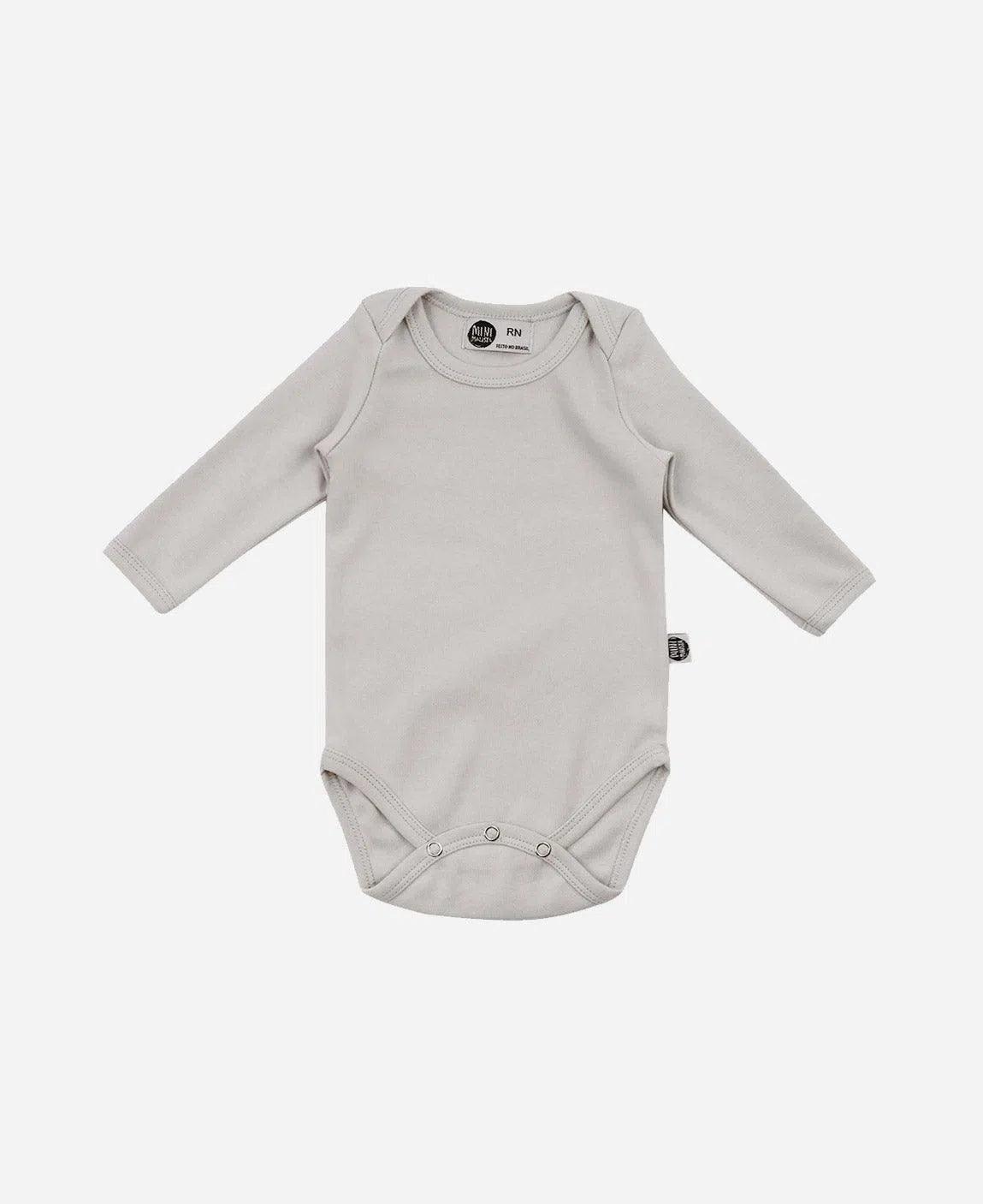 Body de Bebê Manga Longa Unissex MiniMalista | Liso Cinza Orvalho - MiniMalista Baby - 0.3, 0.5, b2b, Baby, black-friday, Frio, Menino, Neutro, outlet, tab-tam-body-manga-longa, Unissex -bebê-minimalista-estiloso