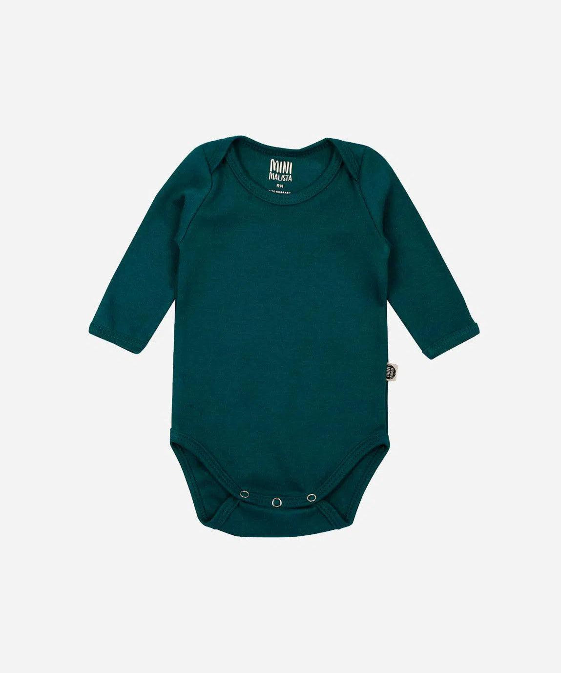 Body de Bebê Manga Longa Unissex MiniMalista | Liso Deep Green - MiniMalista Baby - 0.3, b2b, Baby, black-friday, Christmas, com-desconto-mm10, Frio, Menino, natal, tab-tam-body-manga-longa, Xmas -bebê-minimalista-estiloso